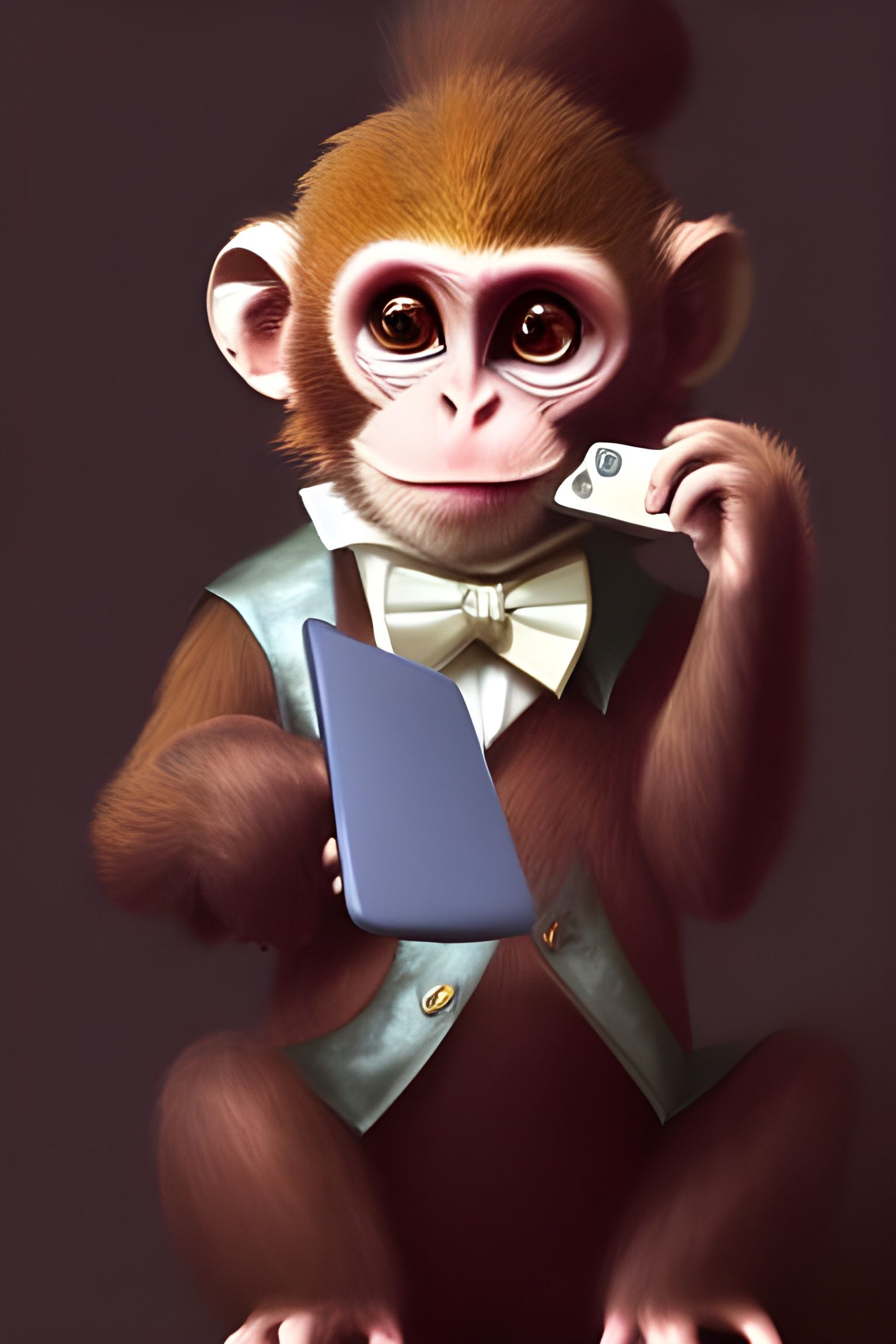 Victorian Monkey Cellphone Portrait Trending on Artstation