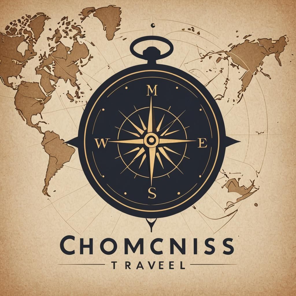 Minimalist Travel Logo with Compass and Globe