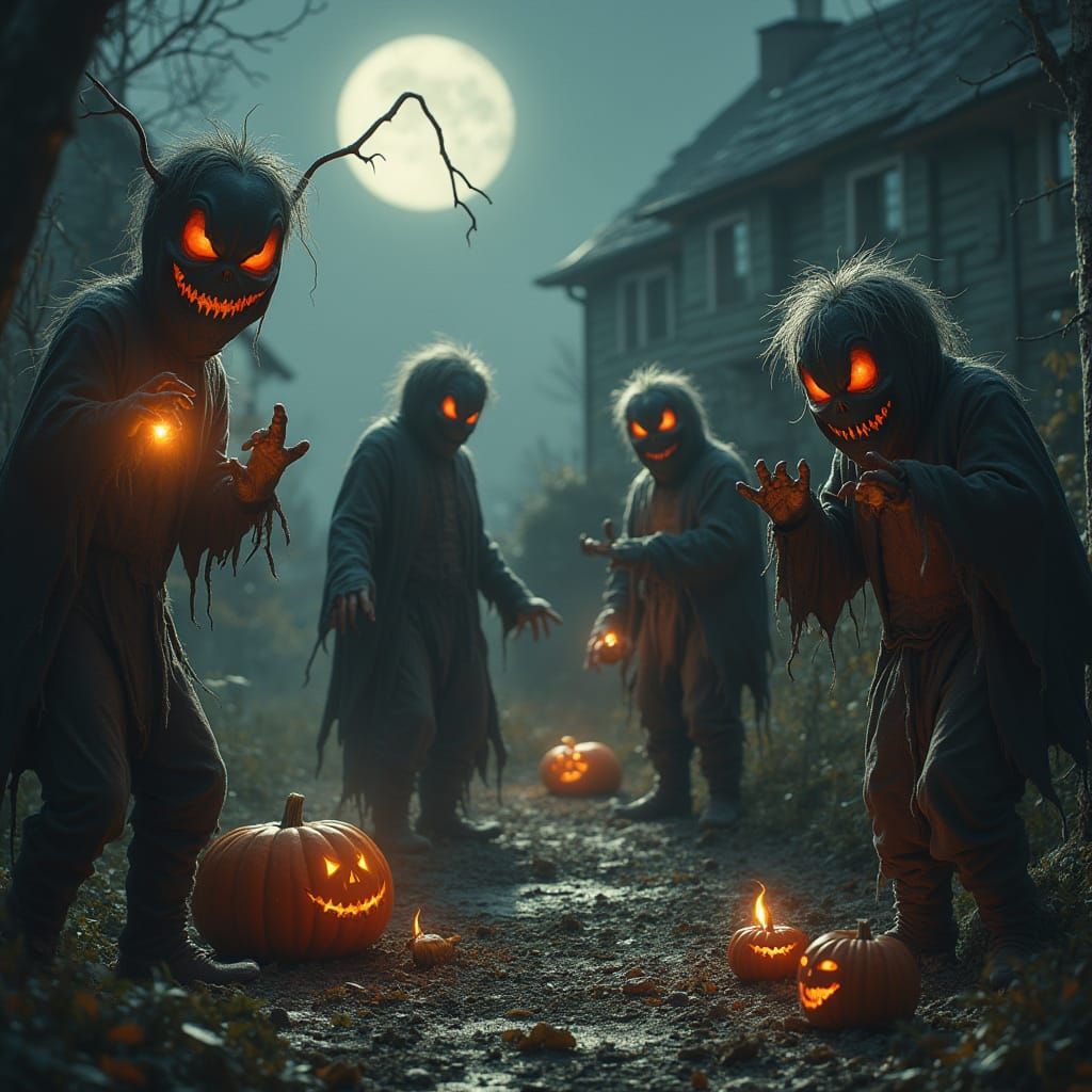 Halloween Monsters Trick-or-Treating in Council Estate