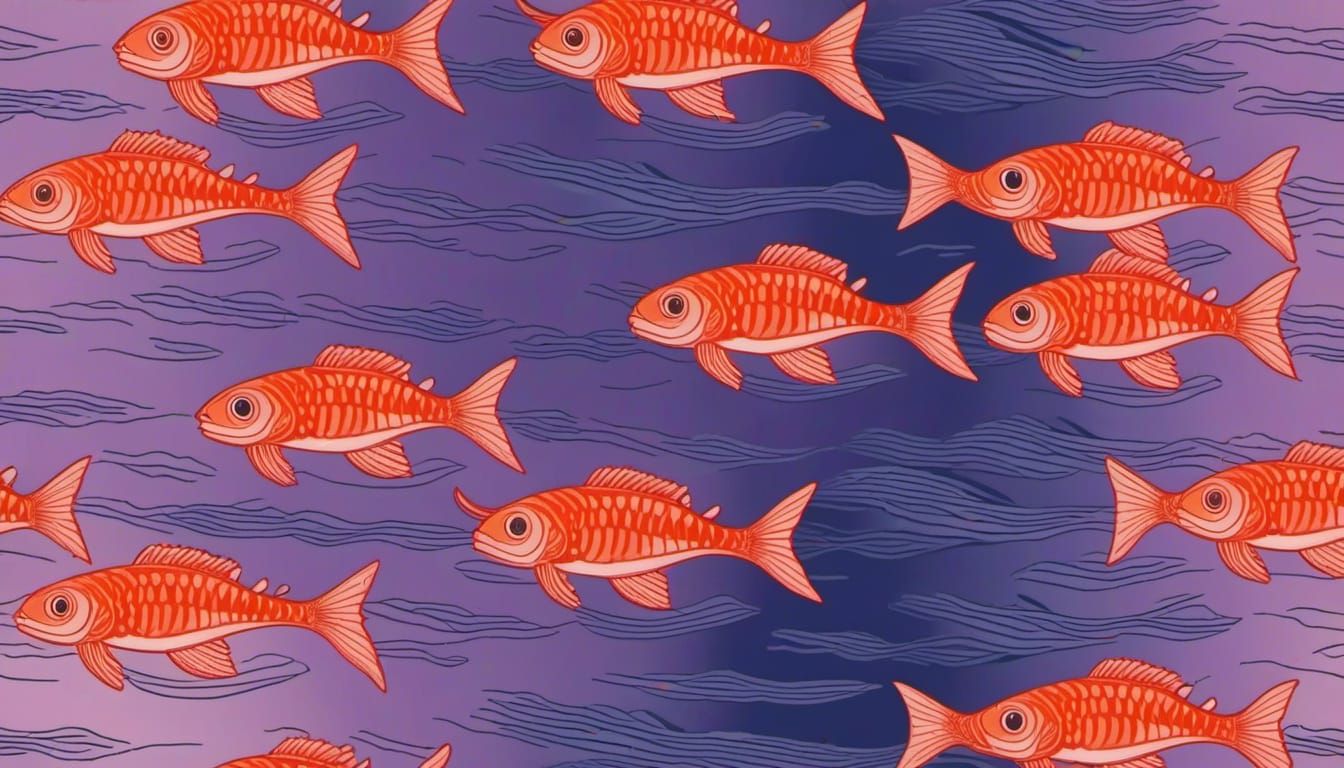 Giant Oarfish with Rainbow Koi Entourage