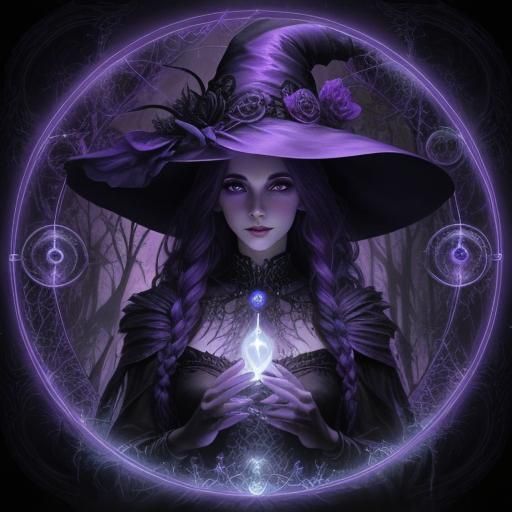 Ethereal Witch Casting Spell in Bioluminescent Fantasy