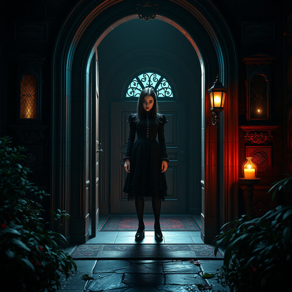 Wednesday Addams as Vampire in Gothic Home