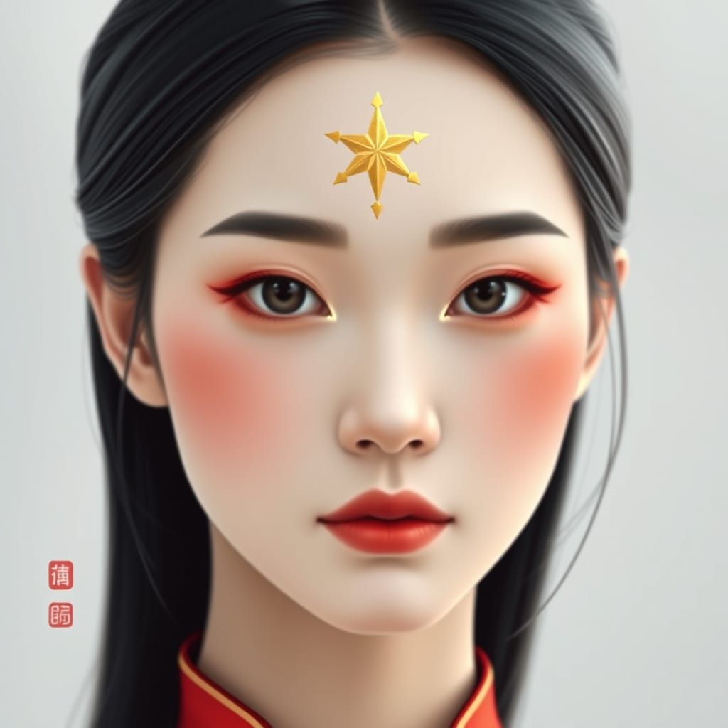 Chinese Woman with Symbolic Face Paint