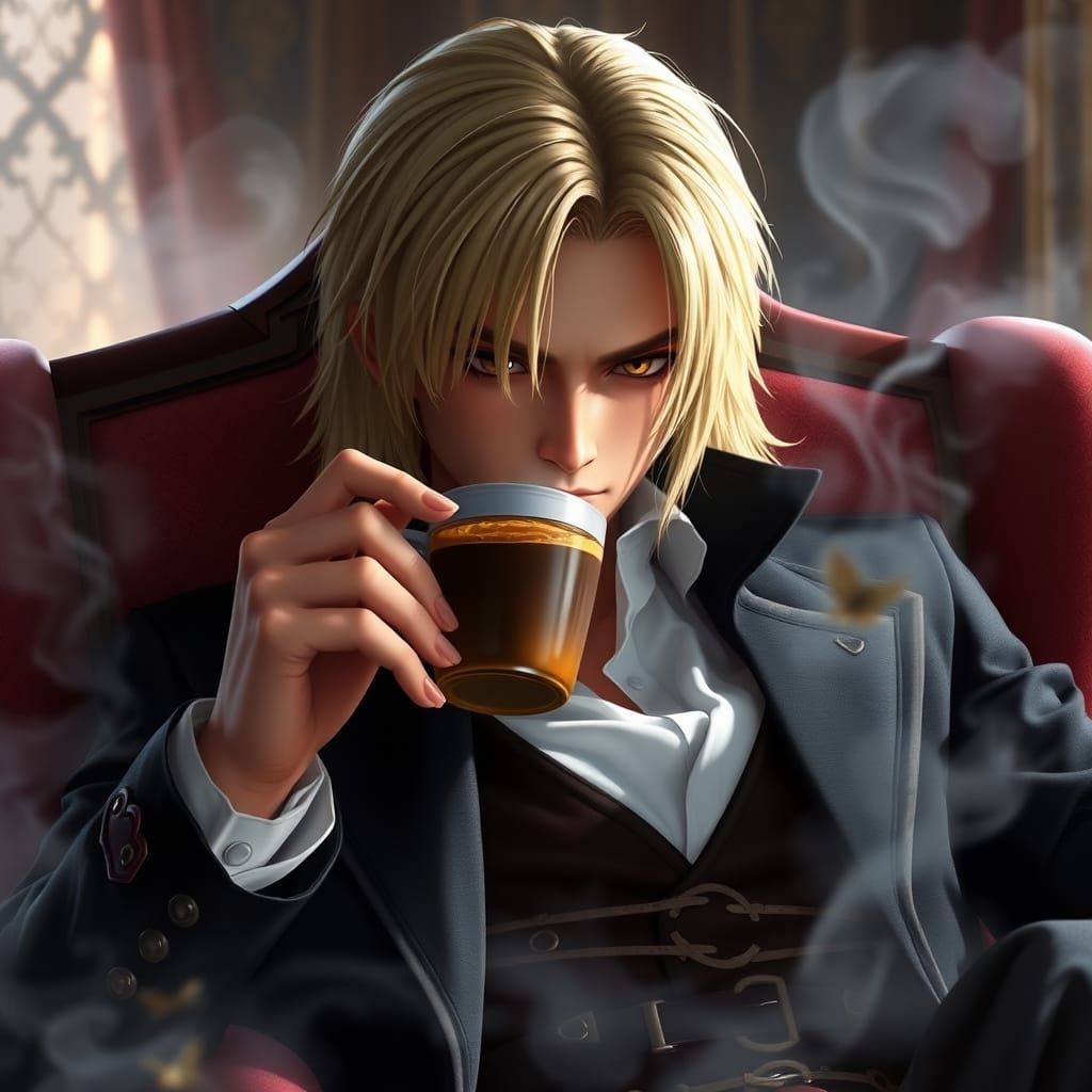 Ethereal Vampire Lord Castlevania Character in Morning Light