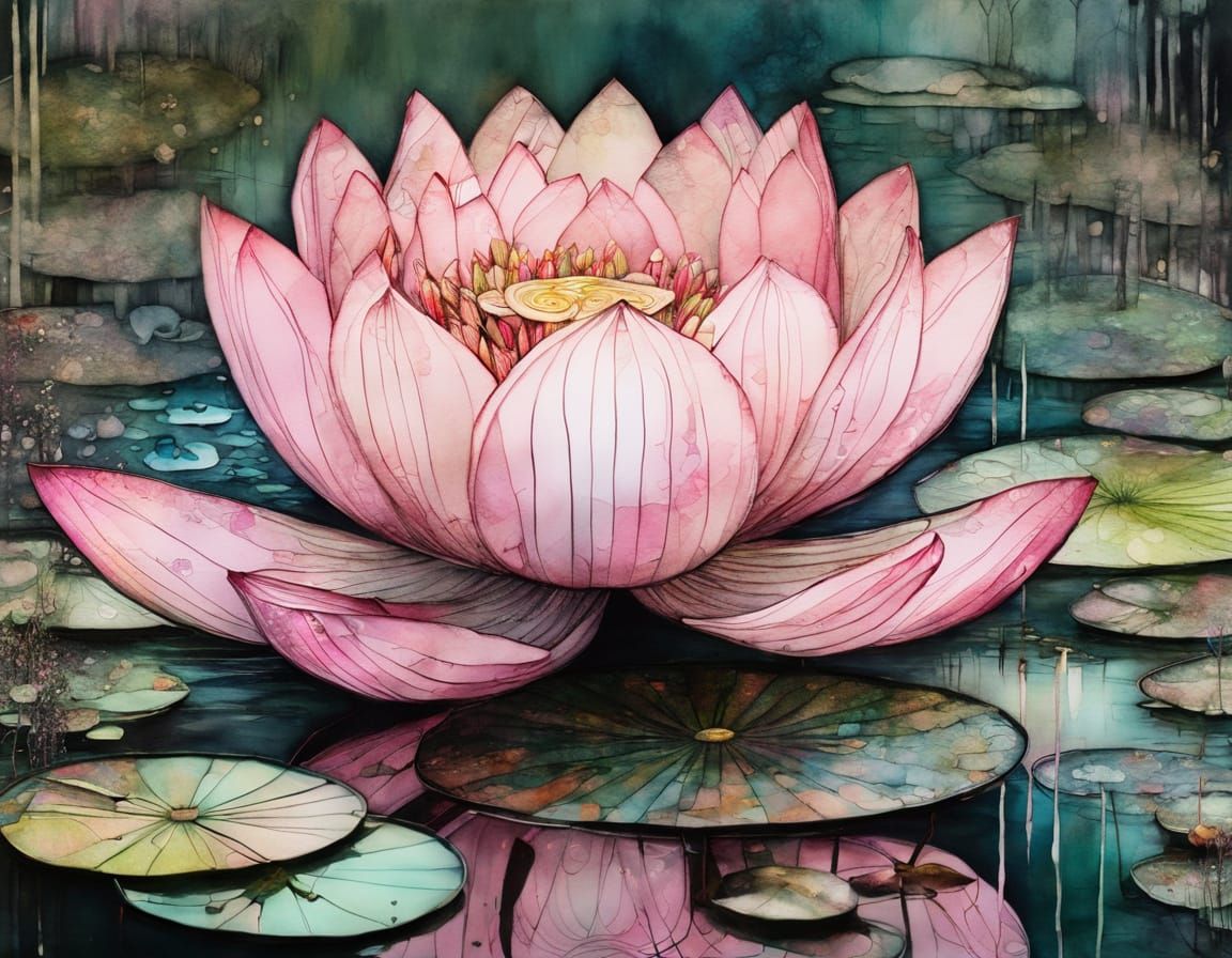 Vibrant Pink Lotus Blooms in a Marshy Landscape