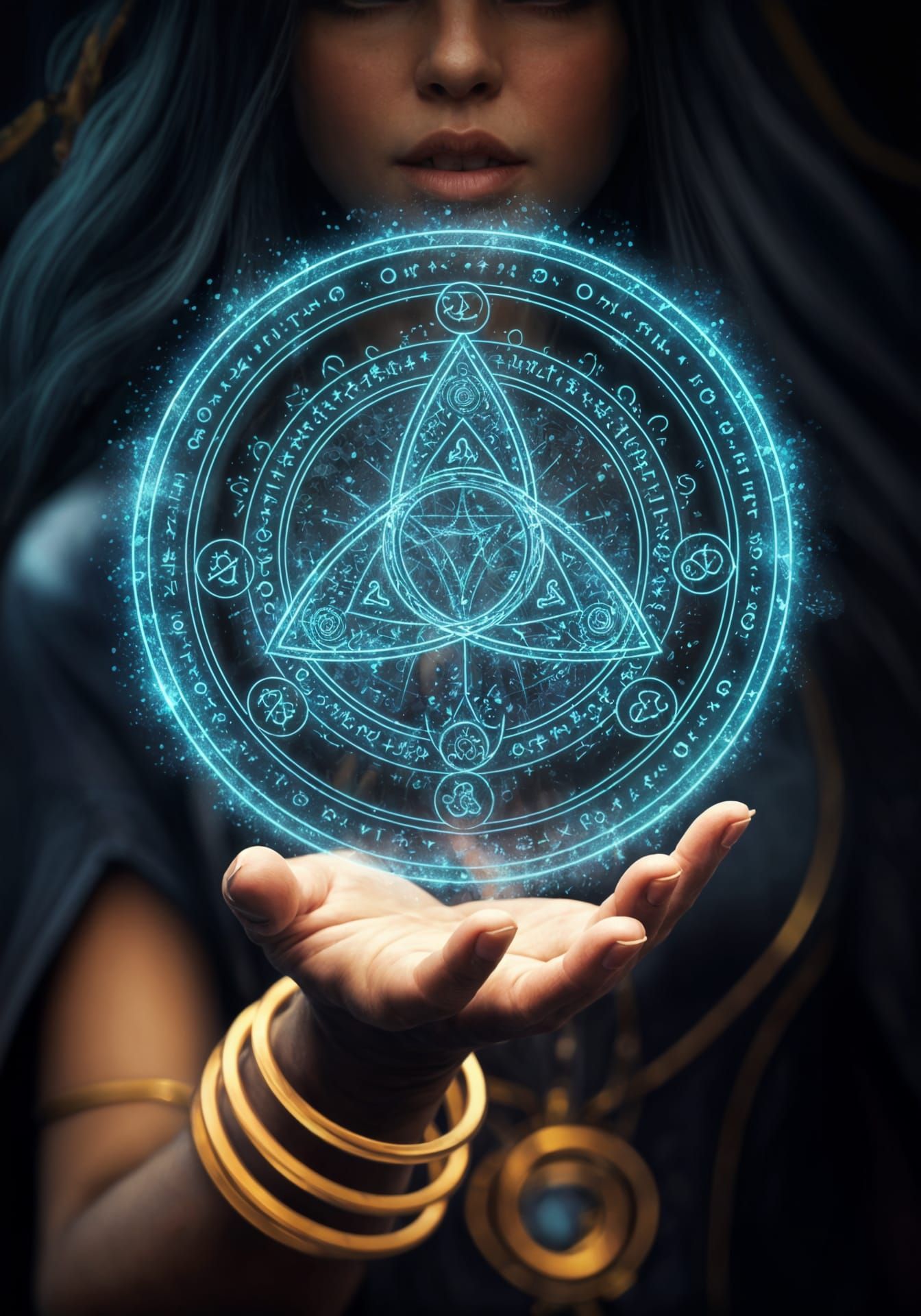 Glowing Triquetra Symbol in High Fantasy Anime Style