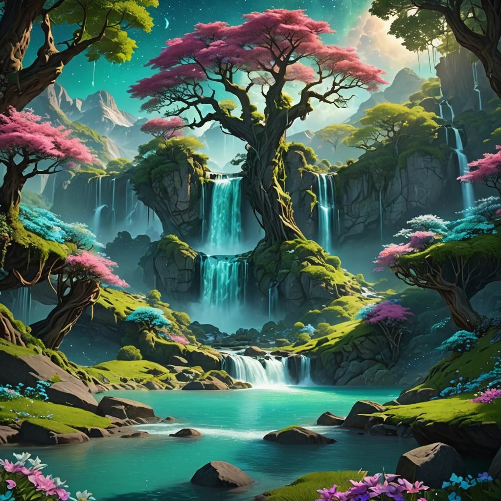 Majestic Waterfalls at Hidden Mountain Lake