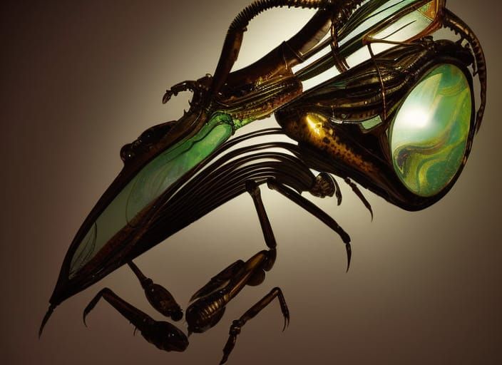 Hyperrealistic Alien Insectoid in Venetian Glass Style