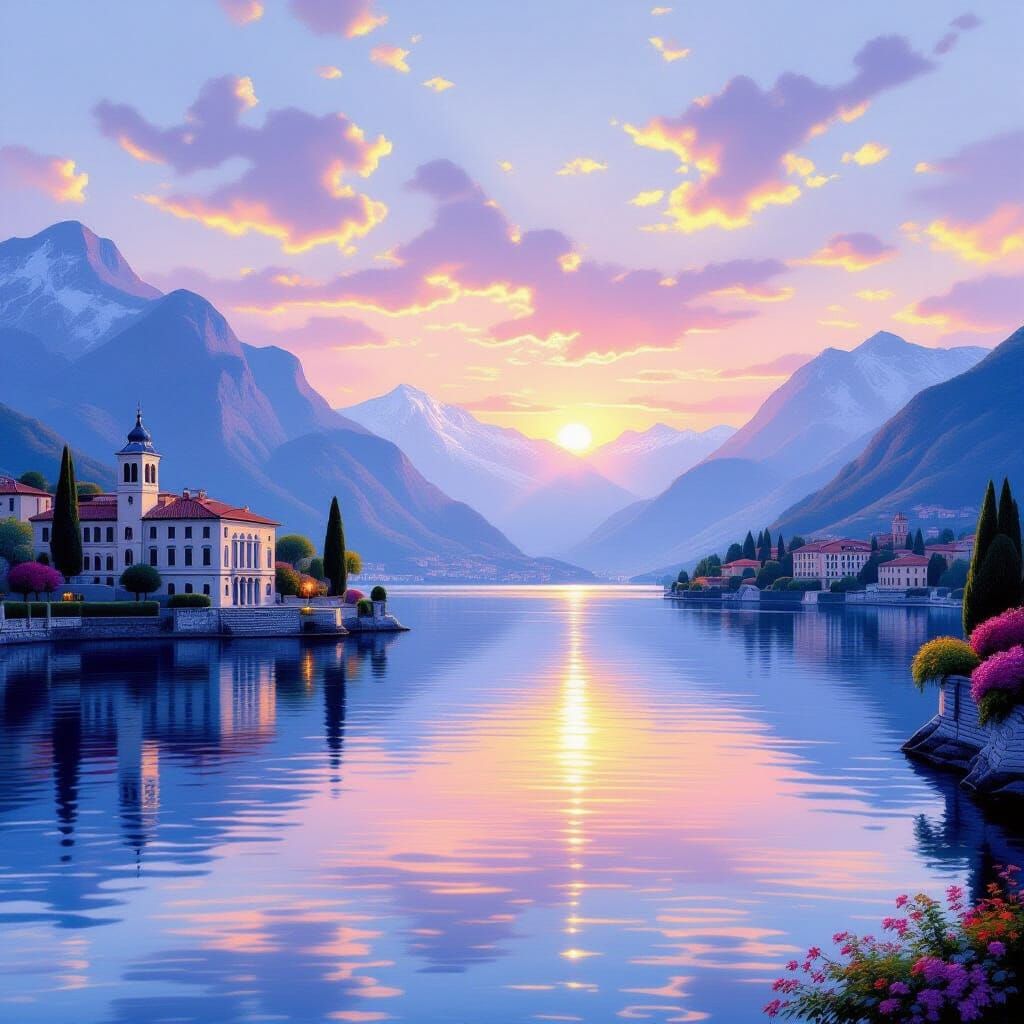Lake Como Sunrise: Misty Mountains and Elegant Villas