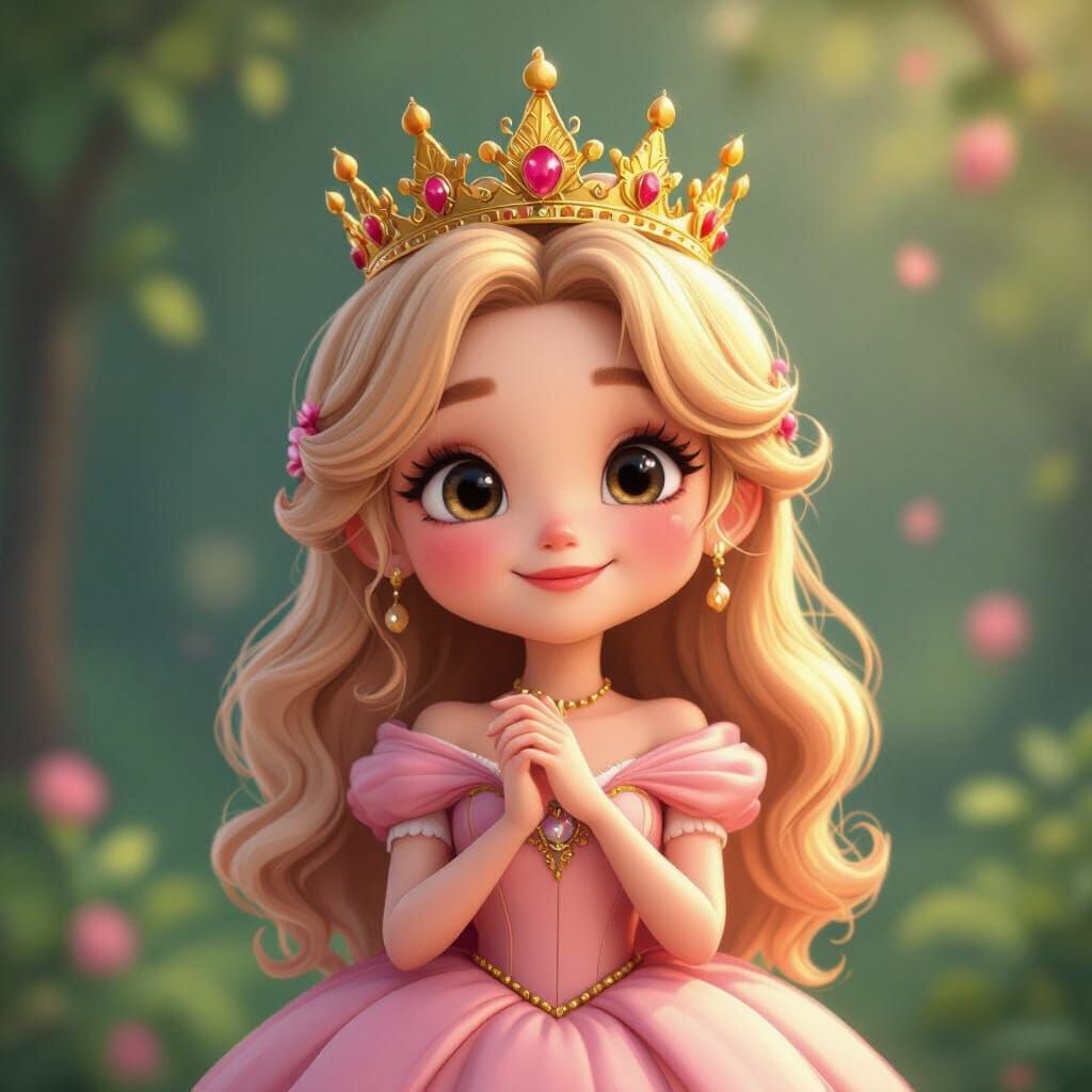 Peach Tenderly Smiling in Vibrant 3D Style