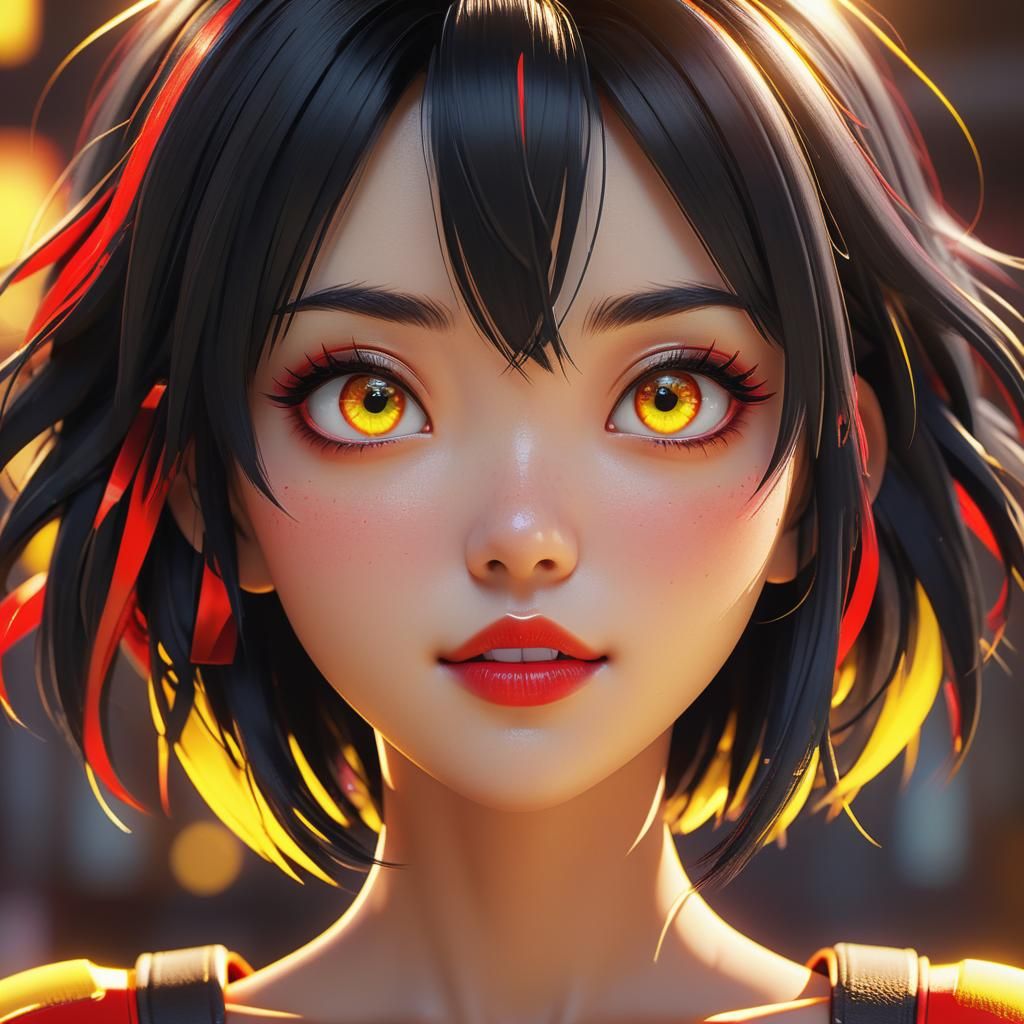 Anime Girl Portrait in 3D Digital Art Style