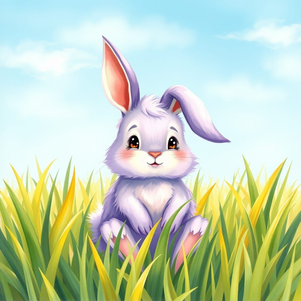 Whimsical Purple Bunny in Golden Sunlight