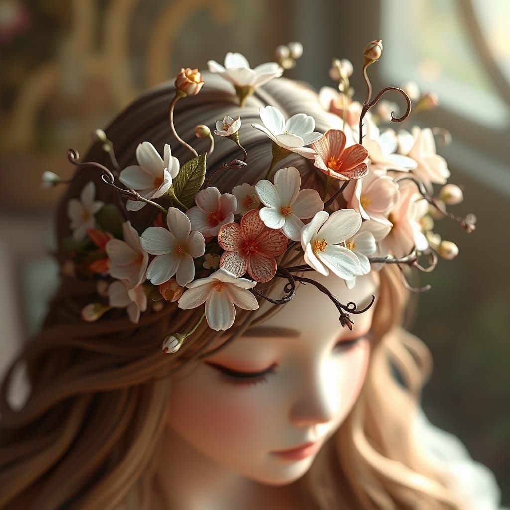 Ethereal Floral Crown in Whimsical Garden