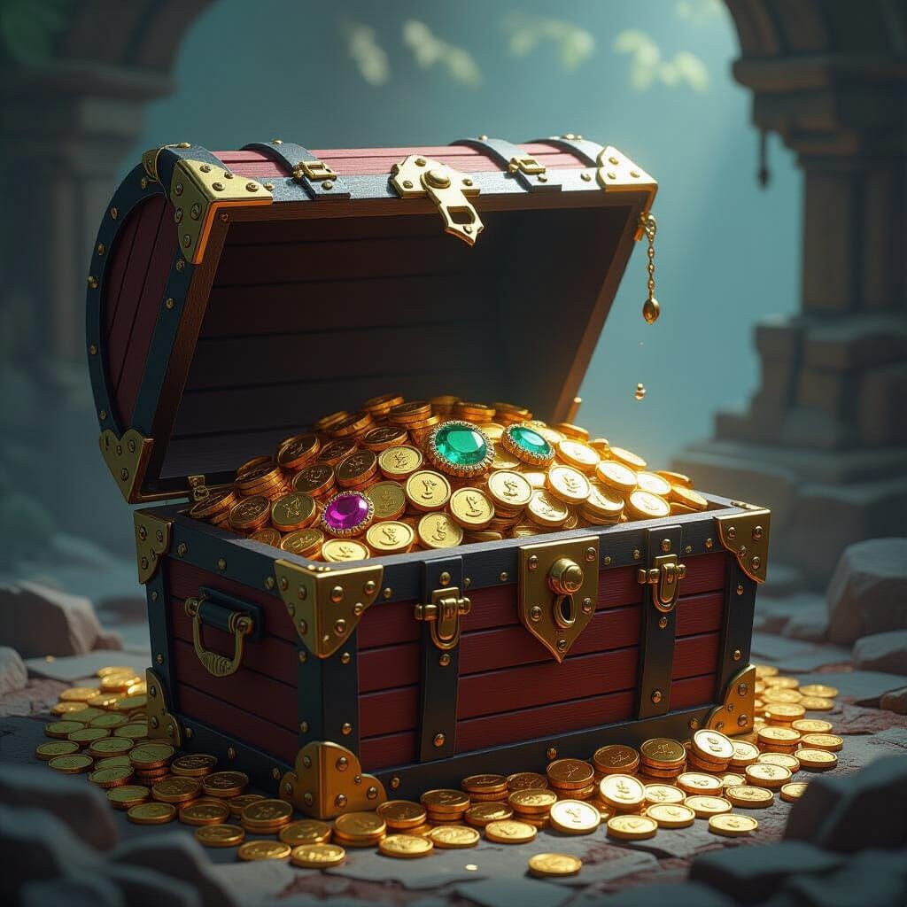 Ornate Treasure Chests in Mystical Realism Style