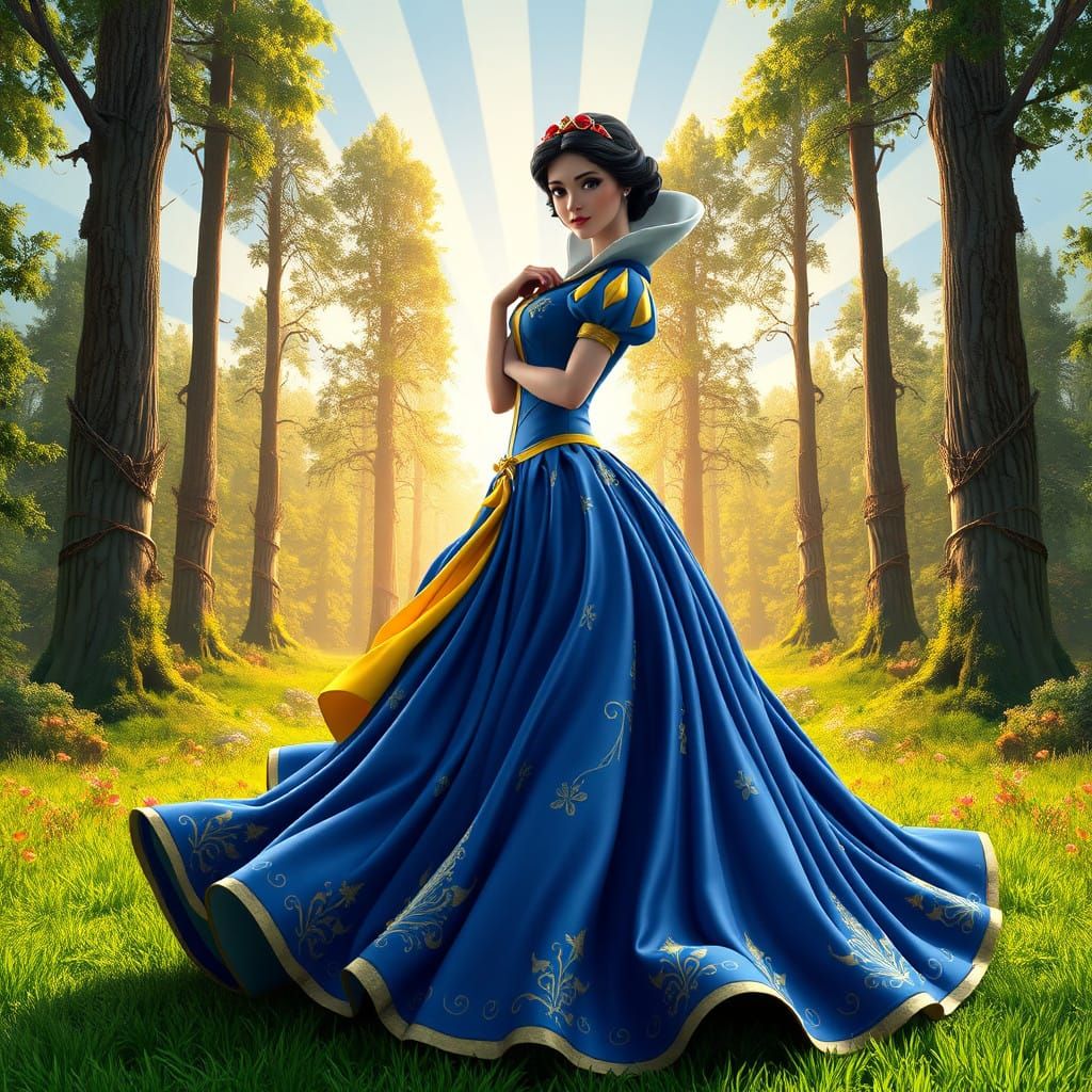 Snow White in Vibrant Forest Glory