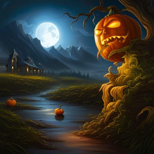 Scary Halloween Pumpkin Digital Art