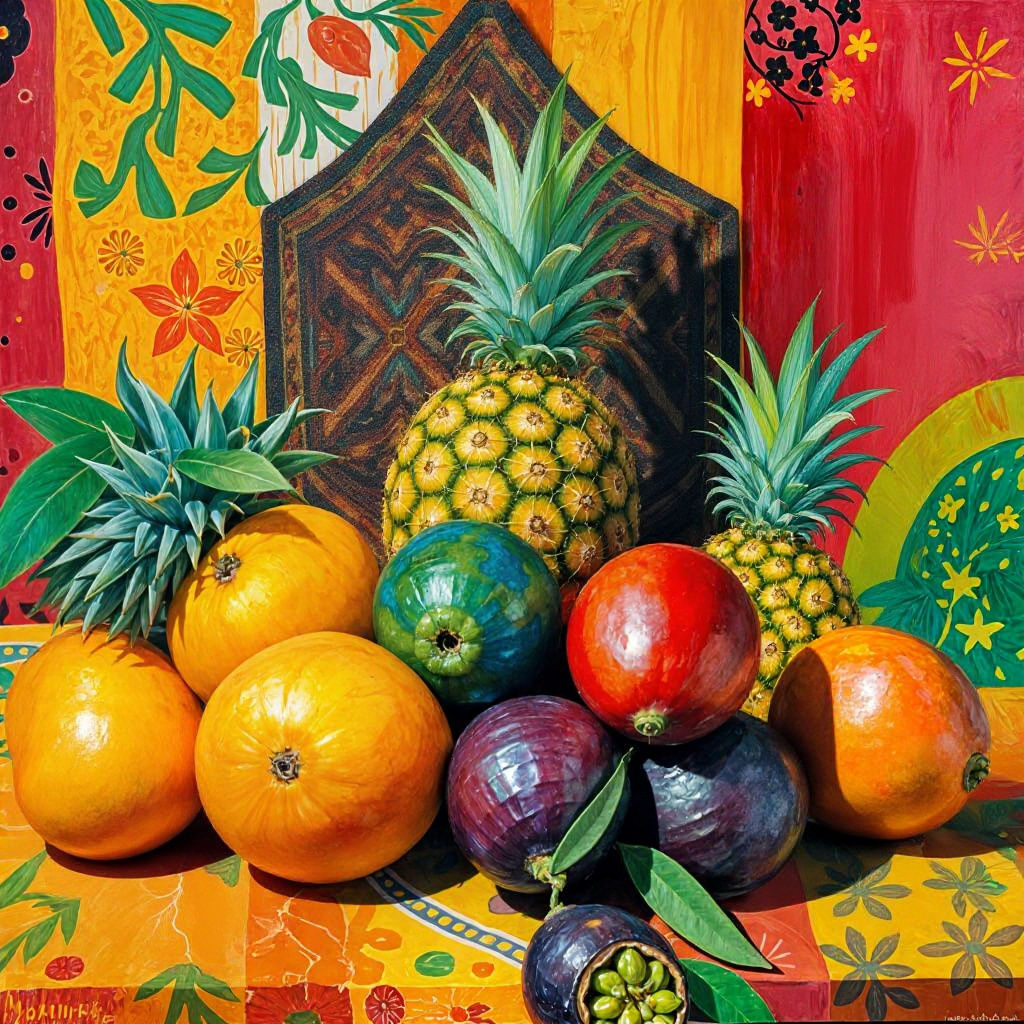 Tropical Fruits Still Life in Fauvist Style