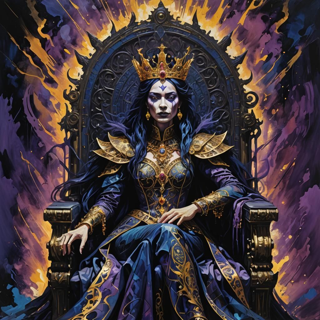 Queen Grimhilde in Dark Mystical Realm: Abstract Expressioni...