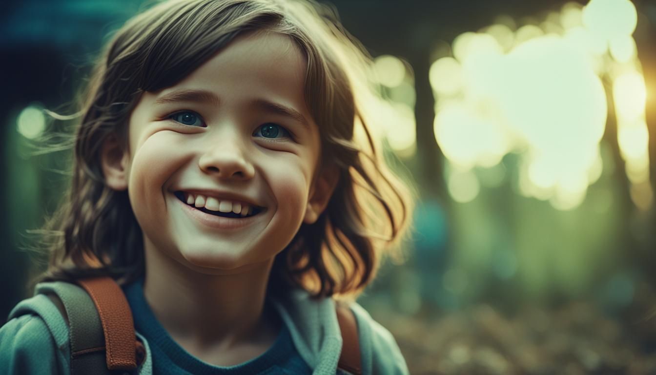 Cute Smiling Girl in Cinematic Film Style