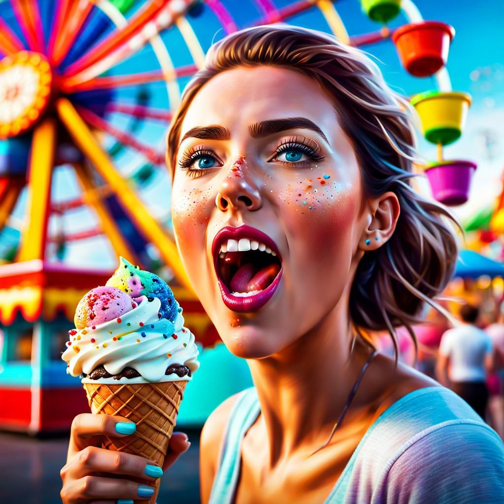 Colorful Ice Cream Delight at the Carnival
