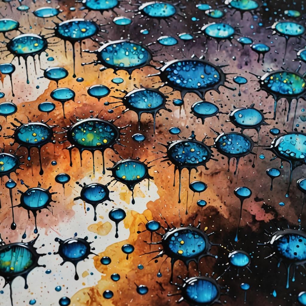 Raindrops Falling: Surreal Alcohol Ink Impression