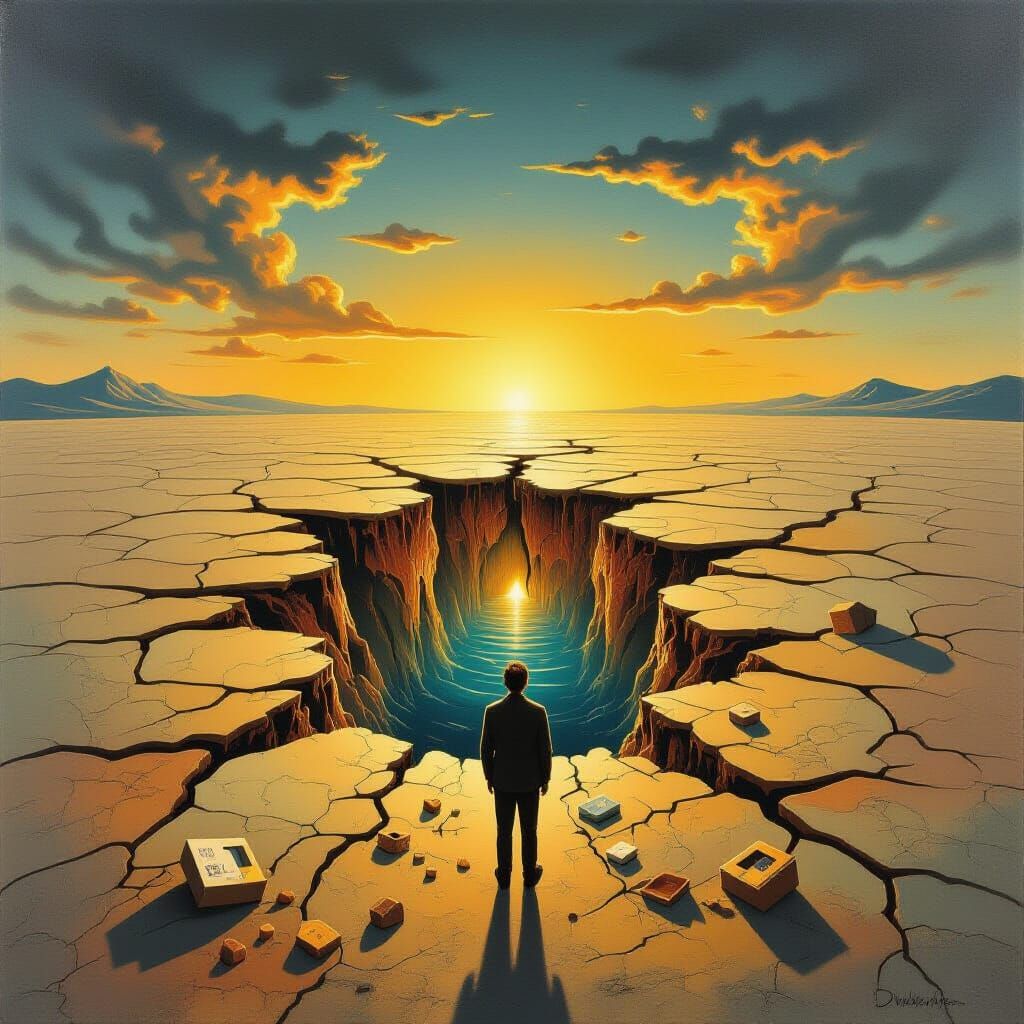 Surrealist Painting of Hole in Reality