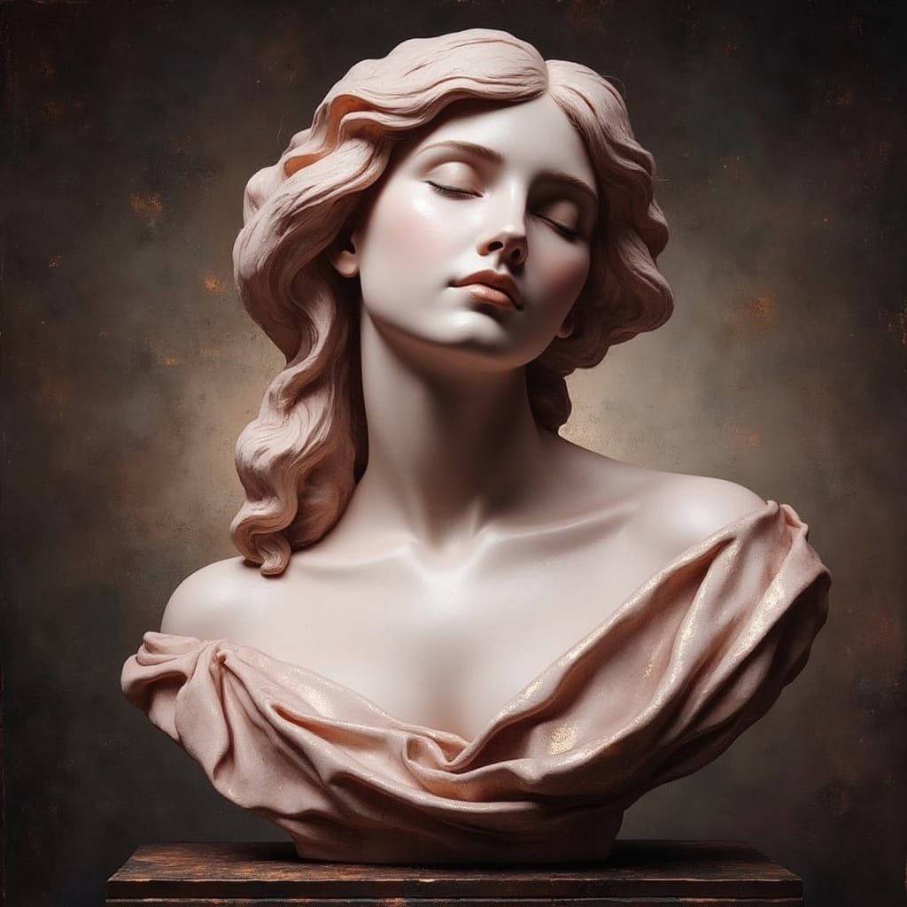 Elegant Woman as Sculptor's Model in Golden Light