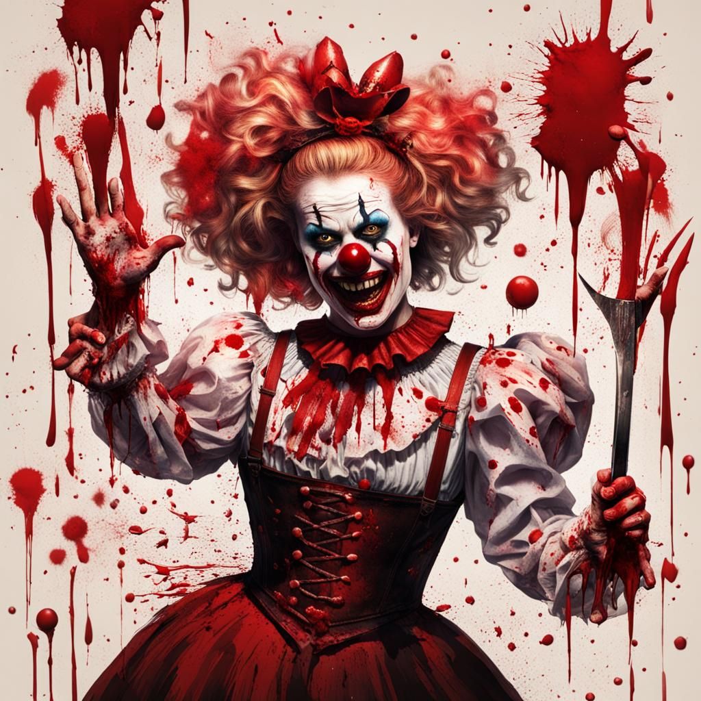 Bloody Clown Juggling Knives at Circus