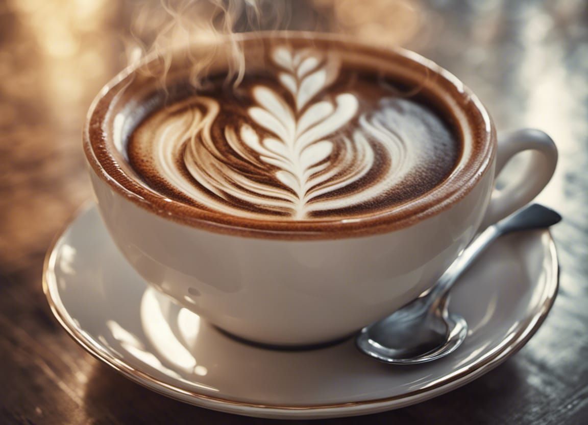 Detailed Coffee Cup in Vintage Coffee Shop