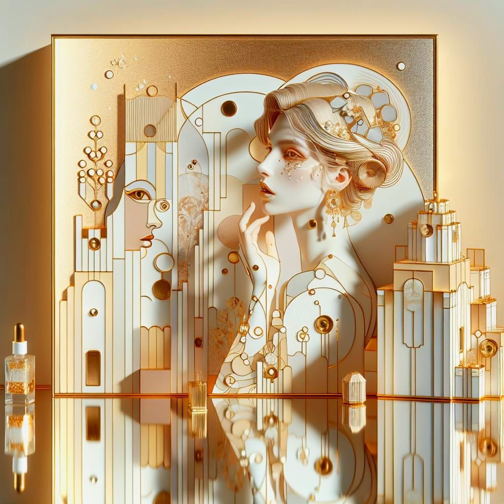 Ethereal Goddess in Dreamlike Architecture