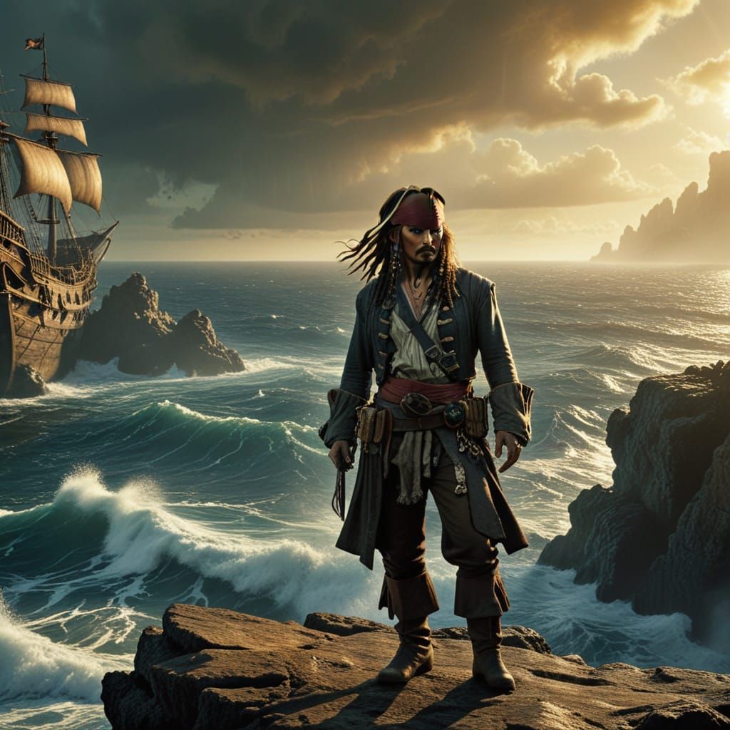 Swashbuckling Pirate Captain in Golden Hour