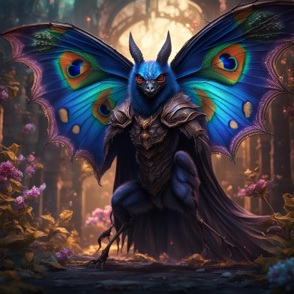 Peacock Bat Butterfly Demon Fantasy Concept Art