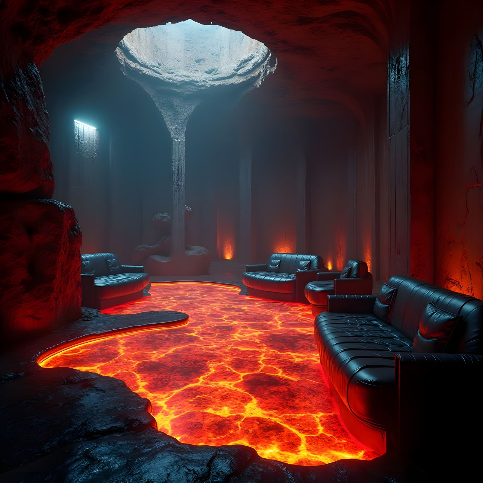 Dark Futurist Nightclub Deep in Hell's Depths