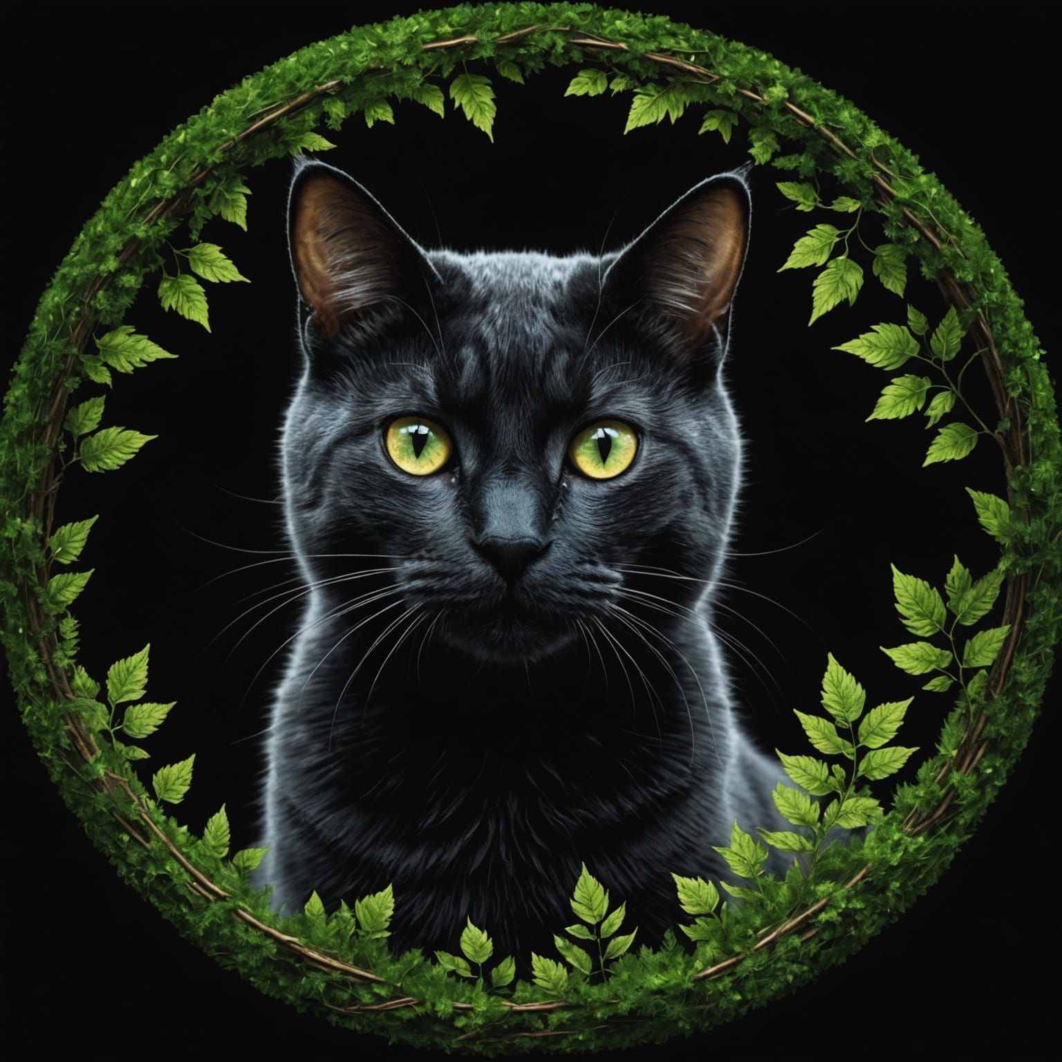 Ethereal Cat: Transparent Window to Forest World