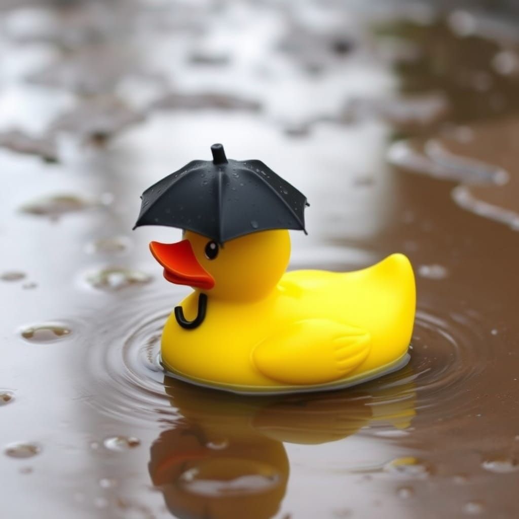 Quacking Joy in a Rainy Day Scene