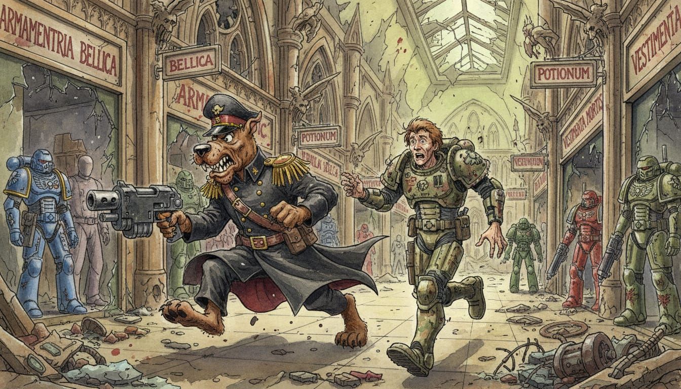 Scooby Doo as Imperial Commissar in Gothic Mall