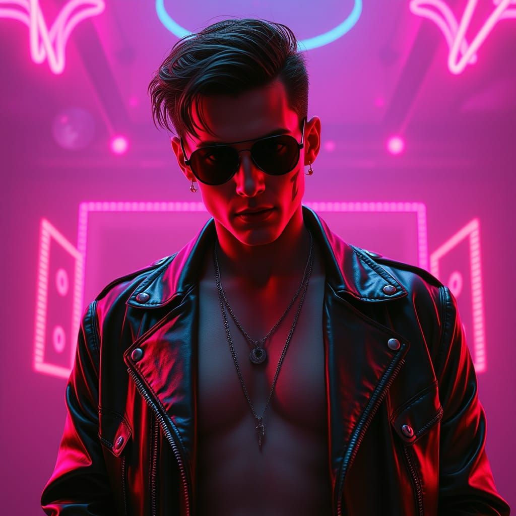 Glowing Neon Vampire Influencer Streams by Night