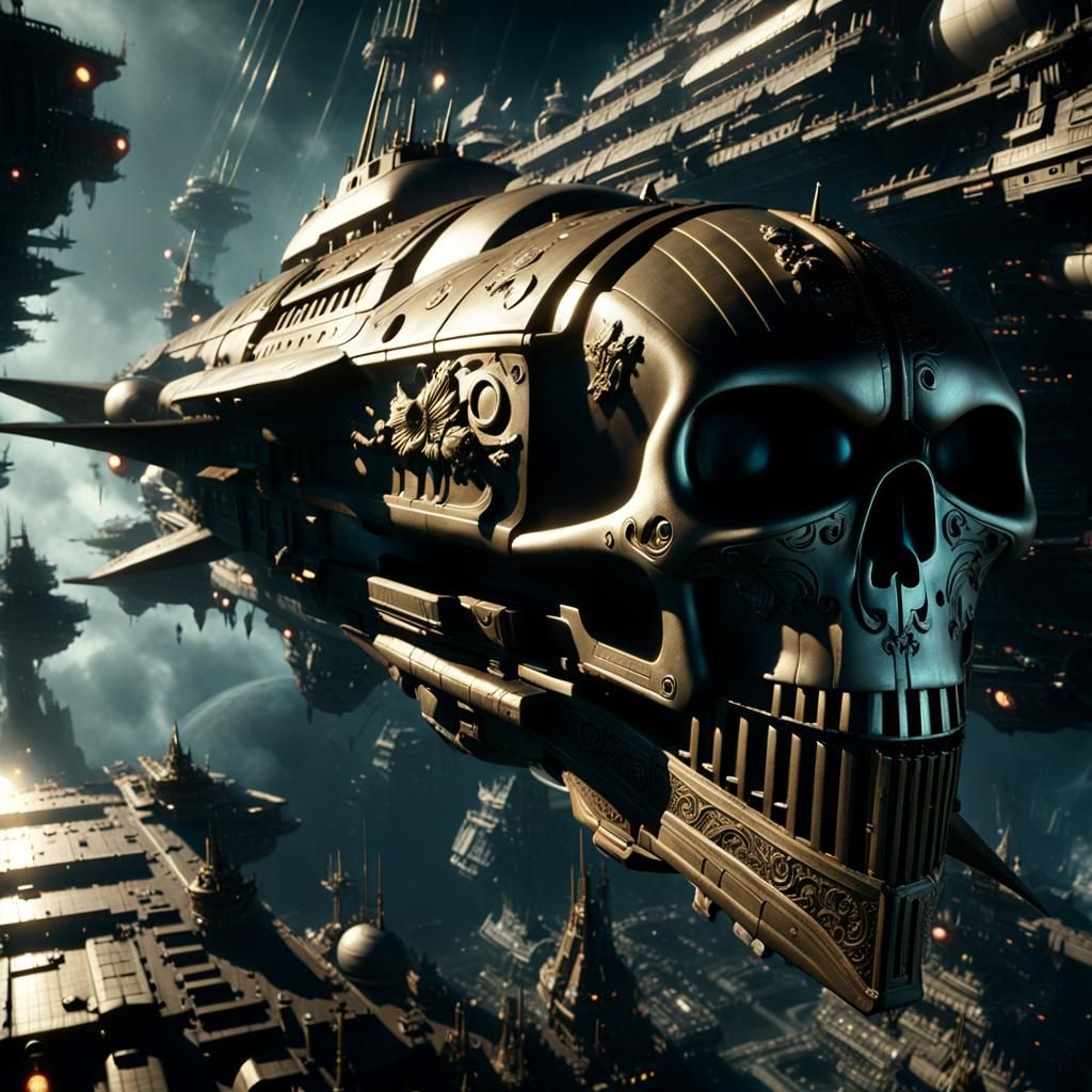 Grim Space Pirate Ship Arcadia in 3D