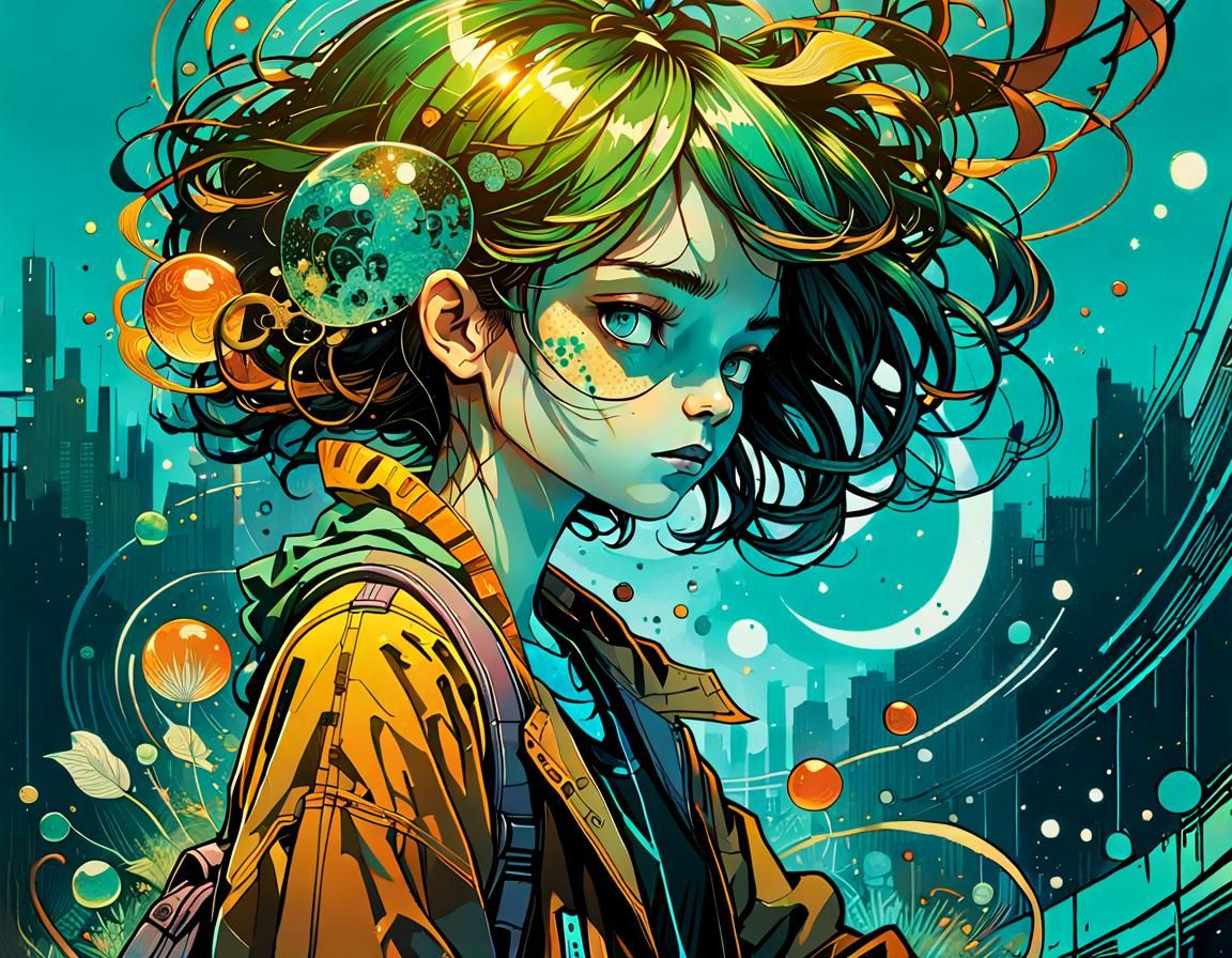 Sublime Digital Art in Kale, Teal, and Orange