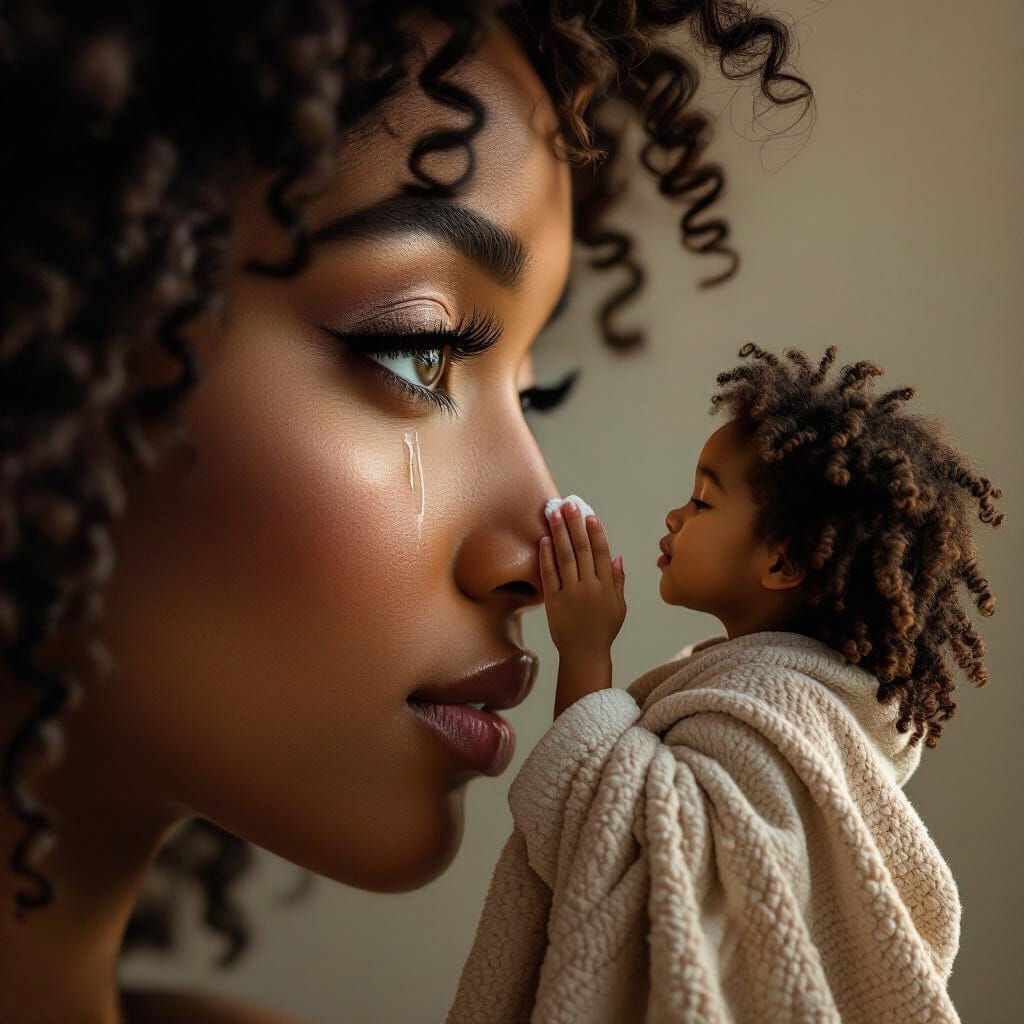 Mother's Love: Tender Moment Captured in Hyper-Realistic Art