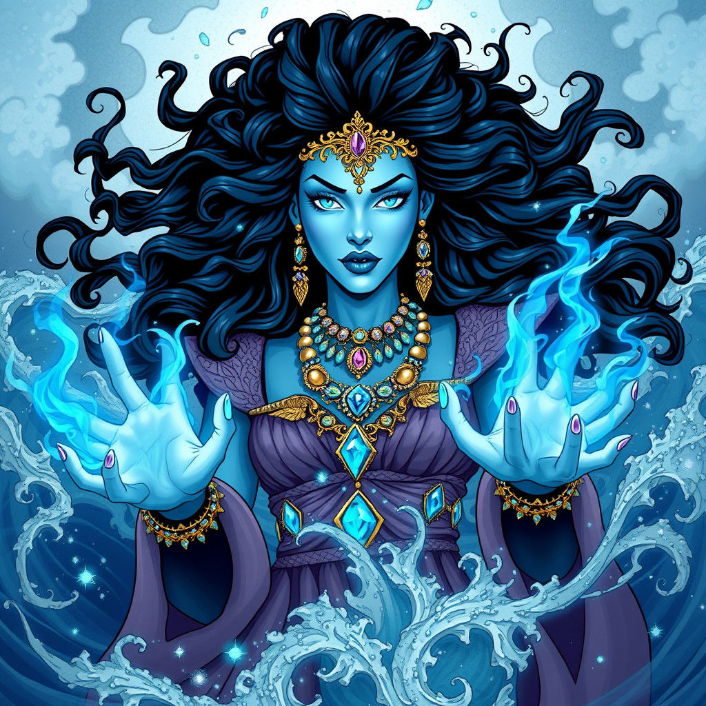 Turquoise Queen Emerges From Ocean With Scorpion Jewelry