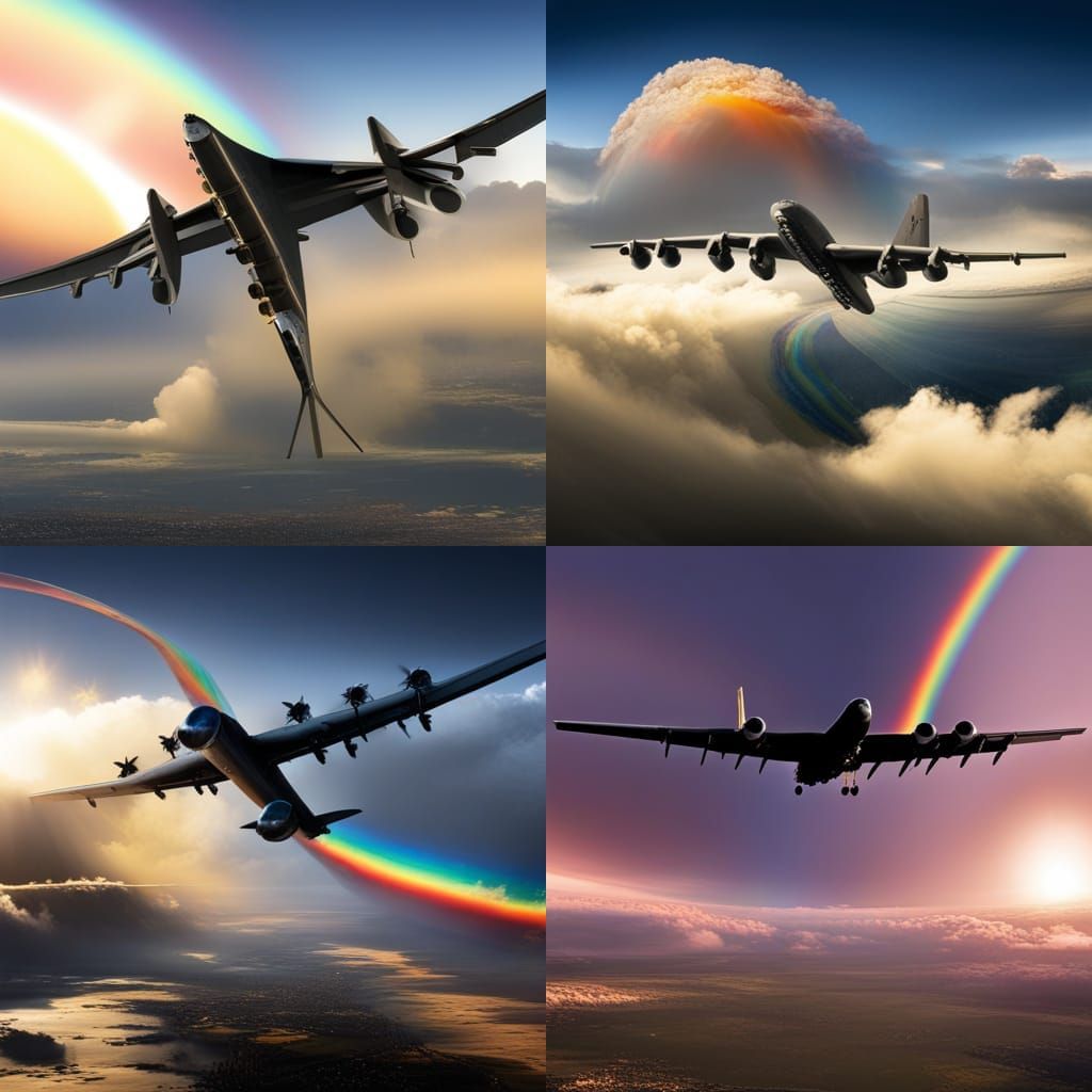 B52 Bomber Creates Rainbow Trail: Matte Painting