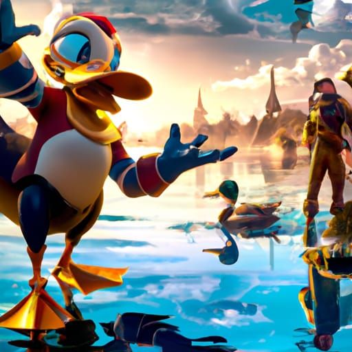 Donald Duck and Scrooge McDuck Cartoon Superhero Art