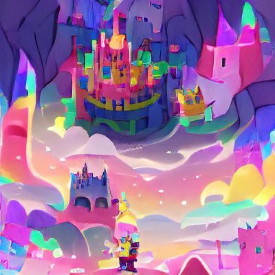 Colorful Magical World with a Grand Castle
