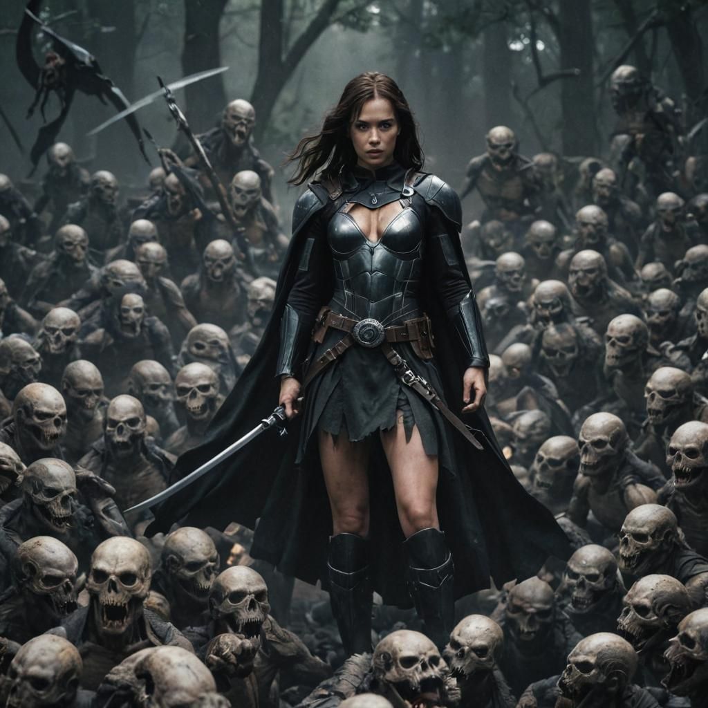 Dramatic Warrior in Grimdark Cinematic Style