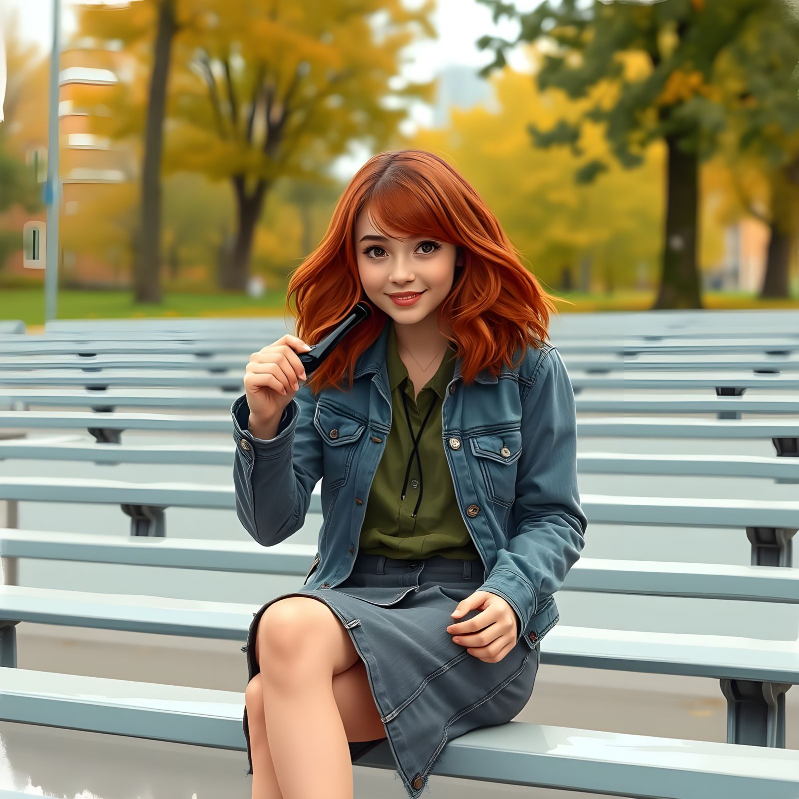 Tomboyish Woman with Loving Eyes in a Park