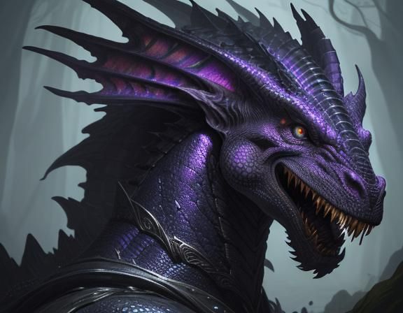 Majestic Dragon in Dark Fantasy Digital Art
