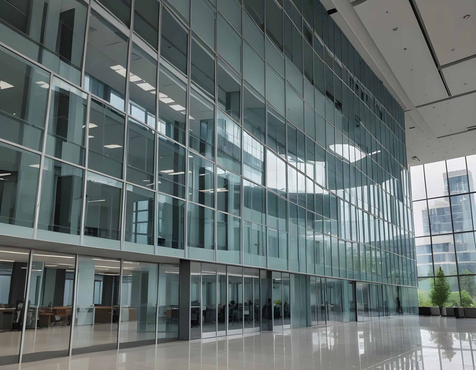 Modern Glass Wall Office Building Architecture