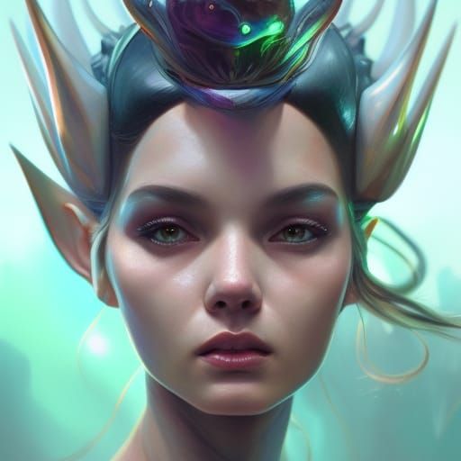 Alien Princess Portrait in Art Nouveau Style