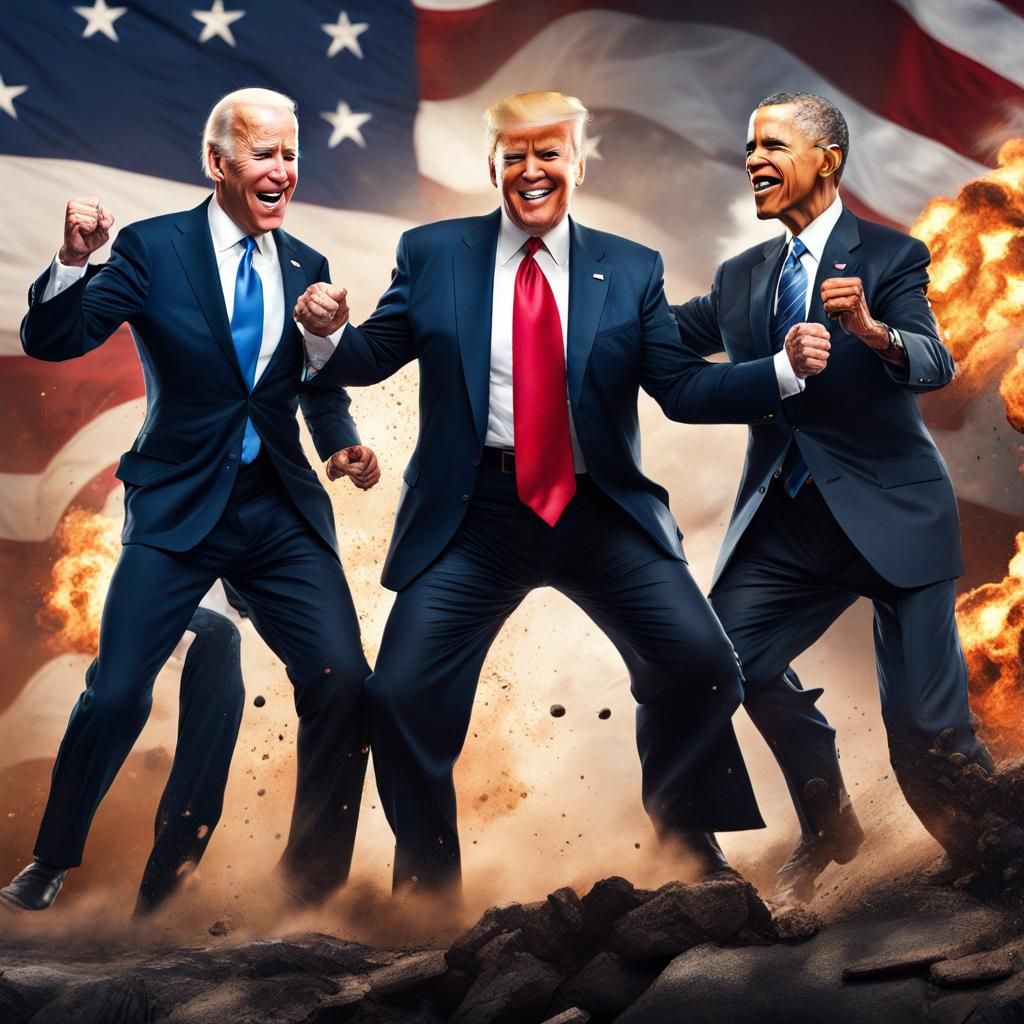 Realistic and Comedic Presidential Brawl in 8K